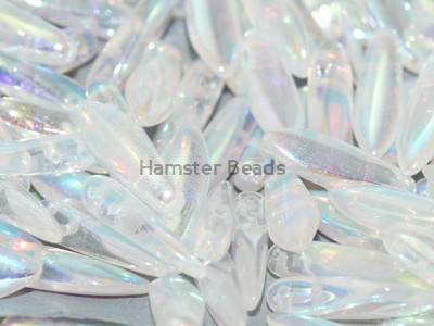 Бусины Кинжалы Crystal Full AB 2-hole Glass Daggers beads 5x16 мм/ 10 шт