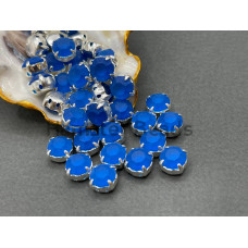 Матовые шатоны ss39 Capri Blue Matt оправа серебро