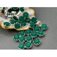 Матовые шатоны ss39 Emerald Matt оправа серебро