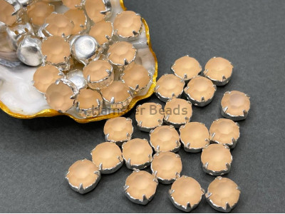Матовые шатоны ss39 Light Peach Matt оправа серебро
