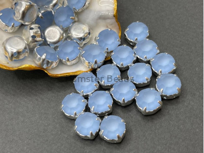 Матовые шатоны ss39 Light Sapphire Matt оправа серебро