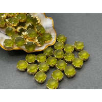 Матовые шатоны ss39 Olivine Matt оправа золото