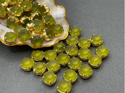Матовые шатоны ss39 Olivine Matt оправа золото