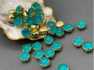 Матовые шатоны ss39 Blue Zircon Matt оправа золото