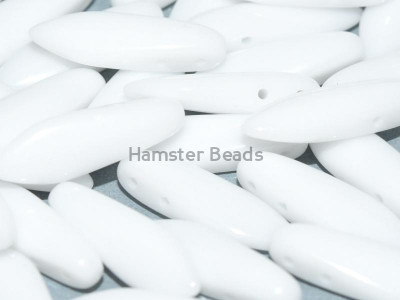 Бусины Кинжалы Chalk White Glass Daggers beads 2-hole 5x16 мм/ 10 шт