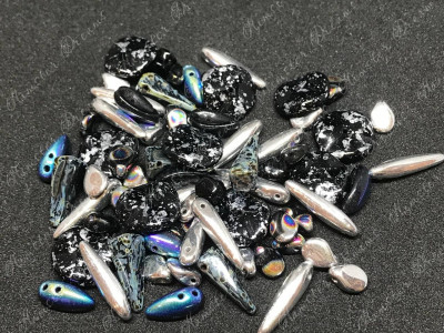 Мультимикс стеклянных бусин Preciosa Metallic Black Чехия Мультимикс стеклянных бусин Preciosa Metallic Black Чехия