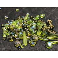 Мультимикс чешских стеклянных бусин Olivine Rainbow Mix в тубе