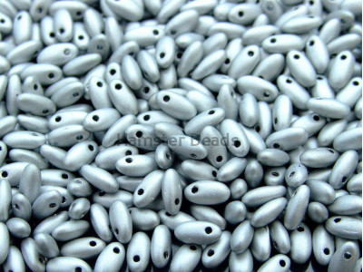 Чешские бусины Рис Aluminium Silver Rizo Glass beads 2,5 x 6 mm 