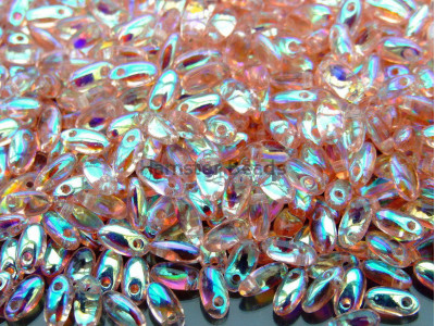Чешские бусины Рис Rosaline AB Rizo Glass beads 2,5 x 6 mm 