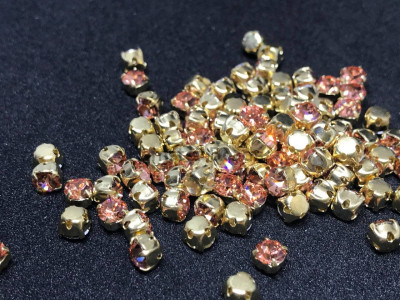 Шатоны Crystal Apricot /оправа золото, ss16 (4 мм), 10 шт 