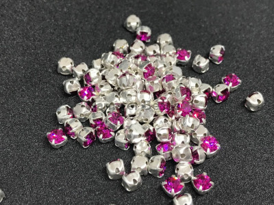 Шатоны Fuchsia /оправа серебро, ss16 (4 мм), 10 шт 