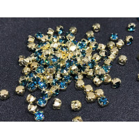 Шатоны Indicolite /оправа золото, ss16 (4 мм), 10 шт 