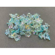 Бусины-цветы Вьюнок Crystal Green Rainbow 7x13 mm / 10 шт
