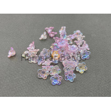 Бусины-цветы Вьюнок Crystal Pink Rainbow 7x13 mm / 10 шт