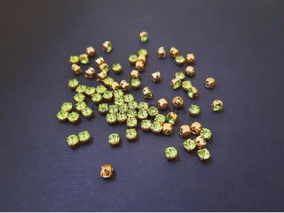 Шатоны Peridot /оправа золото, ss16 (4 мм), 10 шт 