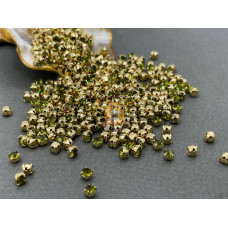 Шатоны Olivine /оправа золото, ss16 (4 мм), 10 шт 