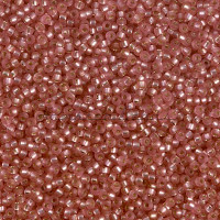 Бисер MIYUKI круглый 15/0 #1627- Dyed Semi- Frosted Silver Lined Lt.Cranberry