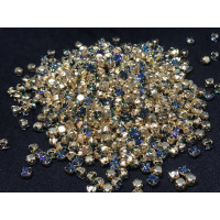 Шатоны Crystal Bermuda Blue /оправа золото, ss16 (4 мм), 10 шт 