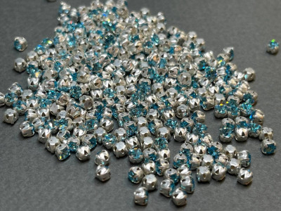 Шатоны Aqua Bohemica /оправа серебро, ss12 (3 мм), 10 шт 