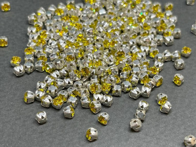 Шатоны Citrine/оправа серебро, ss12 (3 мм), 10 шт 