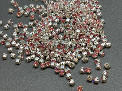Шатоны Light Rose /оправа серебро, ss12 (3 мм), 10 шт 