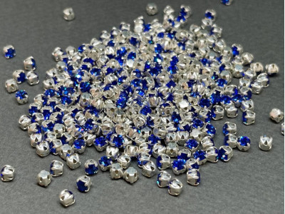 Шатоны Sapphire /оправа серебро, ss12 (3 мм), 10 шт 
