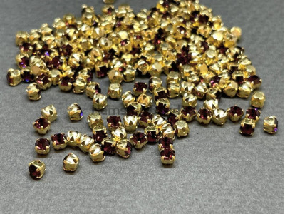Шатоны Amethyst /оправа золото, ss12 (3 мм), 10 шт 