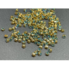 Шатоны Aqua Bohemica /оправа золото, ss12 (3 мм), 10 шт 