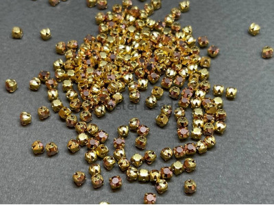 Шатоны Crystal Capri Gold /оправа золото, ss12 (3 мм), 10 шт 