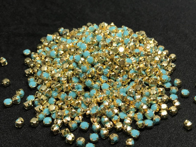 Шатоны Turquoise /оправа золото, ss12 (3 мм), 10 шт 