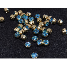 Шатоны Aqua Bohemica /оправа золото, ss16 (4 мм), 10 шт 