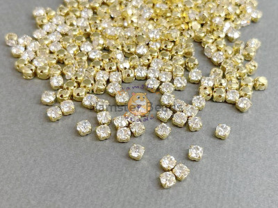 Шатоны Crystal /оправа золото, ss16 (4 мм), 10 шт Шатоны Crystal /оправа золото, ss16 (4 мм), 10 шт