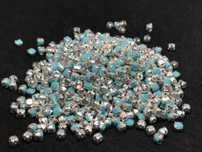 Шатоны Turquoise /оправа серебро, ss16 (4 мм), 10 шт 