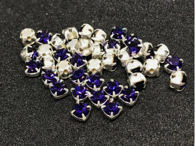 Шатоны Purple Velvet /оправа серебро, ss16 (4 мм), 10 шт 