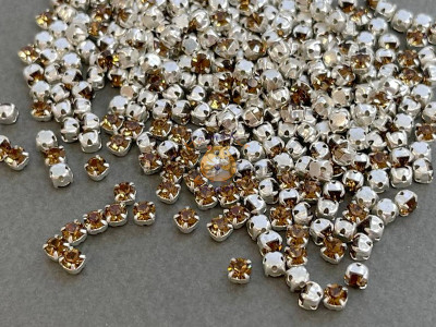 Шатоны Smoked Topaz /оправа серебро, ss16 (4 мм), 10 шт 