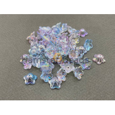 Бусины-цветы Вьюнок Crystal Pink/Blue Rainbow 7x13 mm / 10 шт