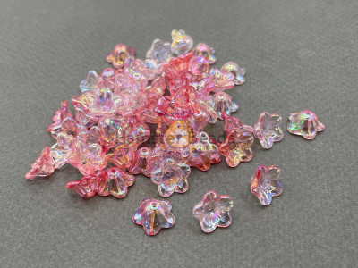 Бусины-цветы Вьюнок Crystal Red/Pink Rainbow 7x13 mm / 10 шт Бусины-цветы Вьюнок Crystal Red/Pink Rainbow 7x13 mm / 10 шт