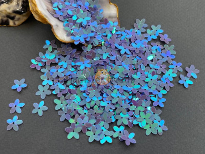 Пайетки Цветочки Opaque Purple Blue Luster 10 мм (3 г) Китай