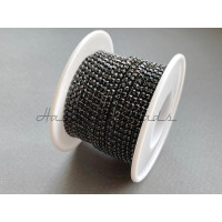Стразовая цепочка Black/ оправа gunmetal, ss6 (2 мм) Стразовая цепочка Black/ оправа gunmetal, ss6 (2 мм)