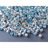 Шатоны Aquamarine /оправа серебро, ss12 (3 мм), 10 шт 