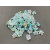 Бусины-цветы Вьюнок White Milk Blue/Green Rainbow 7x13 mm / 10 шт