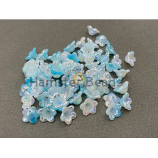 Бусины-цветы Вьюнок White Milk Light Blue Rainbow 7x13 mm / 10 шт