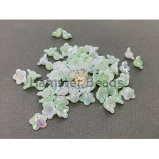 Бусины-цветы Вьюнок White Milk Light Green Rainbow 7x13 mm / 10 шт