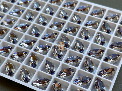 Стразы Наветт Tanzanite 10×5 мм/ оправа серебро