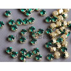 Шатоны ss29 Emerald/ оправа золото