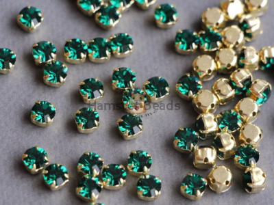 Шатоны ss29 Emerald/ оправа золото