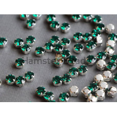Шатоны ss29 Emerald/ оправа серебро