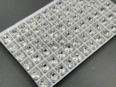 Стразы Овалы Crystаl пришивные в оправе 10×8 мм/ оправа серебро