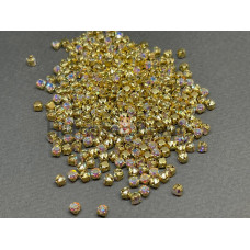 Шатоны Crystal AB/оправа золото, ss12 (3 мм), 10 шт 