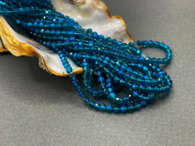 Шпинель синтетическая Blue Zircon AB 3 мм/ 1 нить